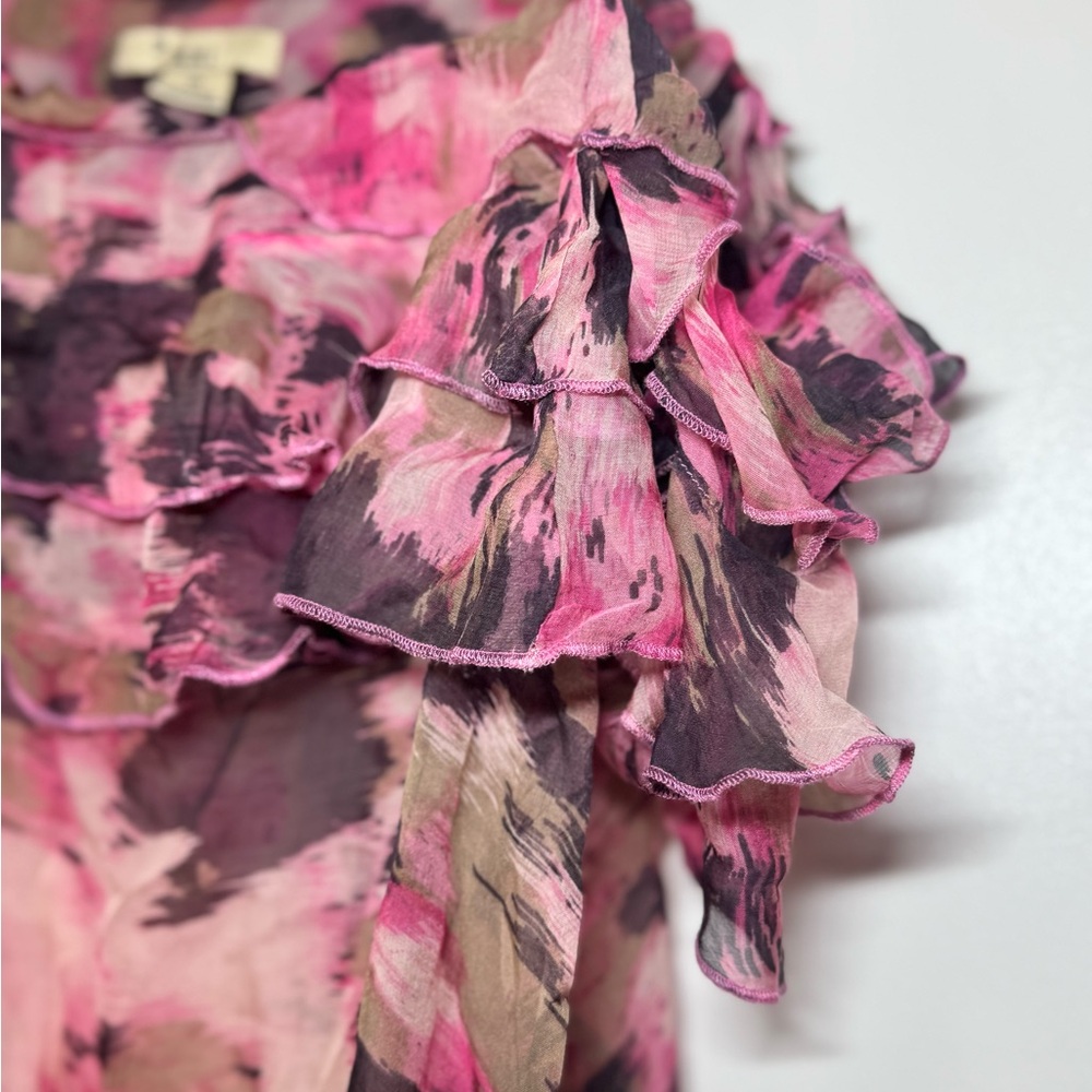 Vintage Forever 21 Pink and Black Ruffled Blouse‎ - Picture 5 of 6